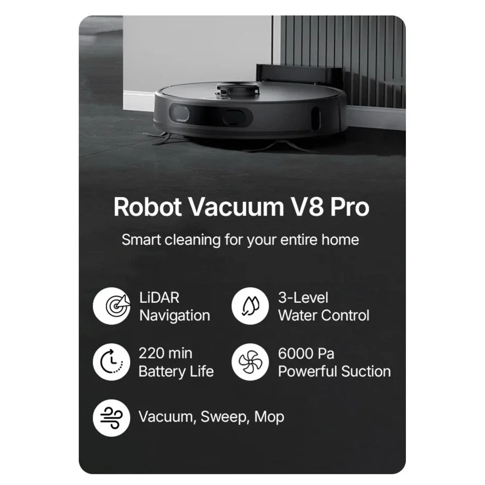 ORYZOM Robot Vacuum V8 Pro Fully Automatic Cleaning w/ Mopping Function & Kit